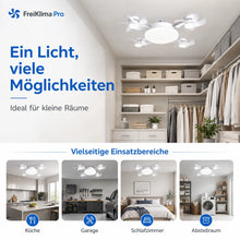 Carica l'immagine nel visualizzatore di Gallery, FreiKlima Pro Klimaventilator 2in1 – 4-Flügel einklappbarer Deckenventilator mit Kühlfunktion, Licht & Fernbedienung