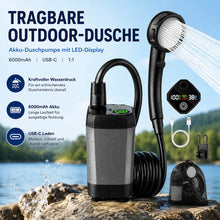Lade das Bild in den Galerie-Viewer, Tragbare Outdoor-Dusche – Akku-Duschpumpe mit LED-Display, 6000mAh, USB-C