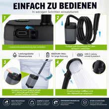 Lade das Bild in den Galerie-Viewer, Tragbare Outdoor-Dusche – Akku-Duschpumpe mit LED-Display, 6000mAh, USB-C