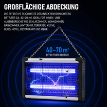 Carica l'immagine nel visualizzatore di Gallery, UV-Insektenvernichter – Elektrische Fliegen, Gelsen, Motten, Kakerlaken- &amp; Mückenfalle für Innen und Außen - 30–170 m²
