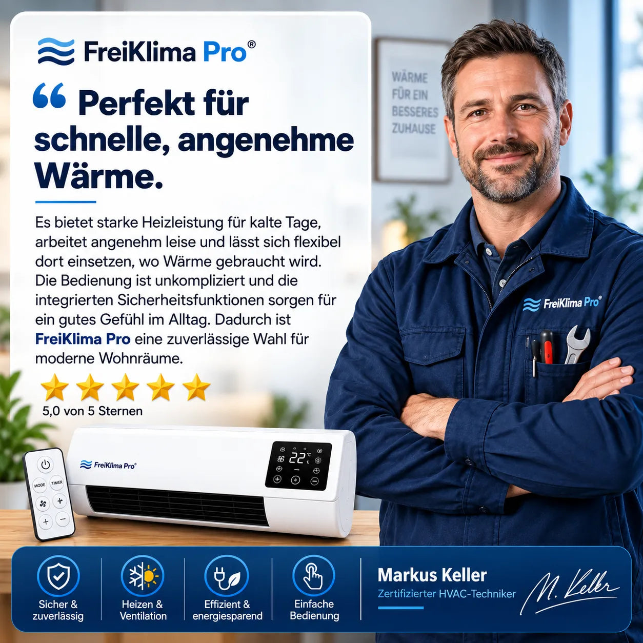FreiKlima Pro – energiesparende Komfortheizung mit hoher Heizleistung & Sicherheitssystem