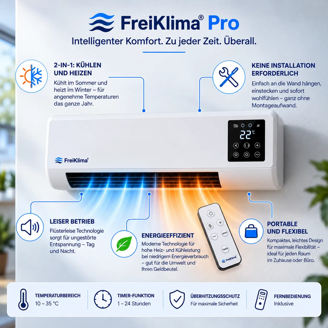 FreiKlima Pro – energiesparende Komfortheizung mit hoher Heizleistung & Sicherheitssystem