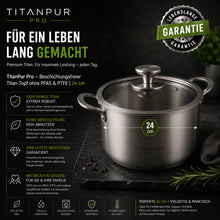 Lade das Bild in den Galerie-Viewer, TitanPur Pro – Beschichtungsfreier Titan-Topf ohne PFAS &amp; PTFE | 24 cm
